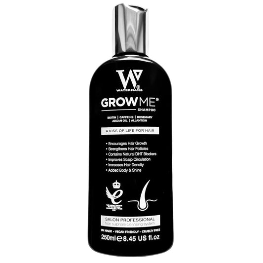 Watermans Grow Me Bio Haarwuchs Shampoo für Männer & Frauen – Stärkend & Feuchtigkeitsspendend mit Biotin, Rosmarin, Koffein & Arganöl für volleres, dichter aussehendes Haar (250 ml)