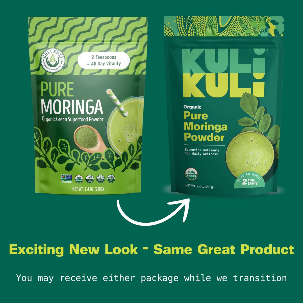 Kuli Kuli Bio Moringa Oleifera Blattpulver & Grüner Smoothie – 100% reines, USDA-zertifiziertes & nicht-GMO Moringa-Pulver, ideal für Smoothies, Tee und Speisen, 1 Packung (210 g)