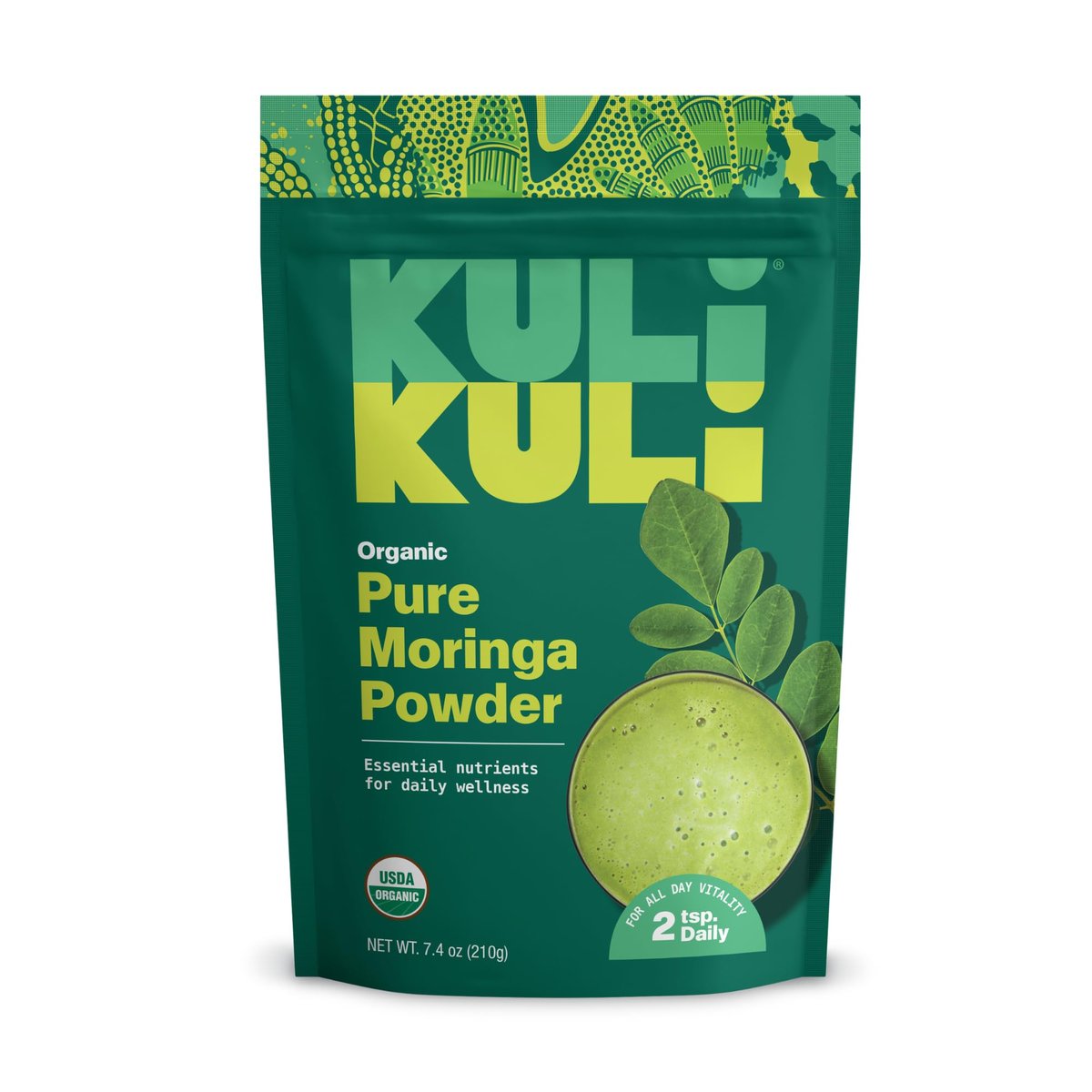 Kuli Kuli Bio Moringa Oleifera Blattpulver & Grüner Smoothie – 100% reines, USDA-zertifiziertes & nicht-GMO Moringa-Pulver, ideal für Smoothies, Tee und Speisen, 1 Packung (210 g)