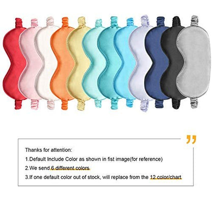 EleCharm Seiden-Satin Schlafmaske Farbmix 6er-Pack Glatte Schlafmaske