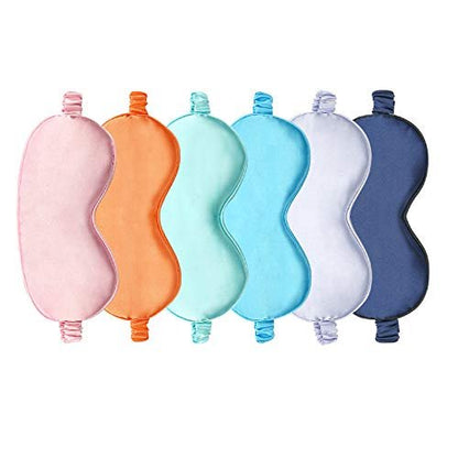 EleCharm Seiden-Satin Schlafmaske Farbmix 6er-Pack Glatte Schlafmaske