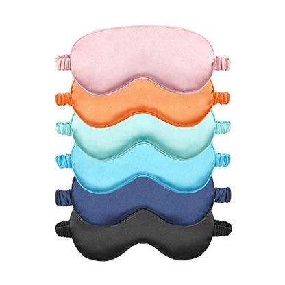 EleCharm Seiden-Satin Schlafmaske Farbmix 6er-Pack Glatte Schlafmaske