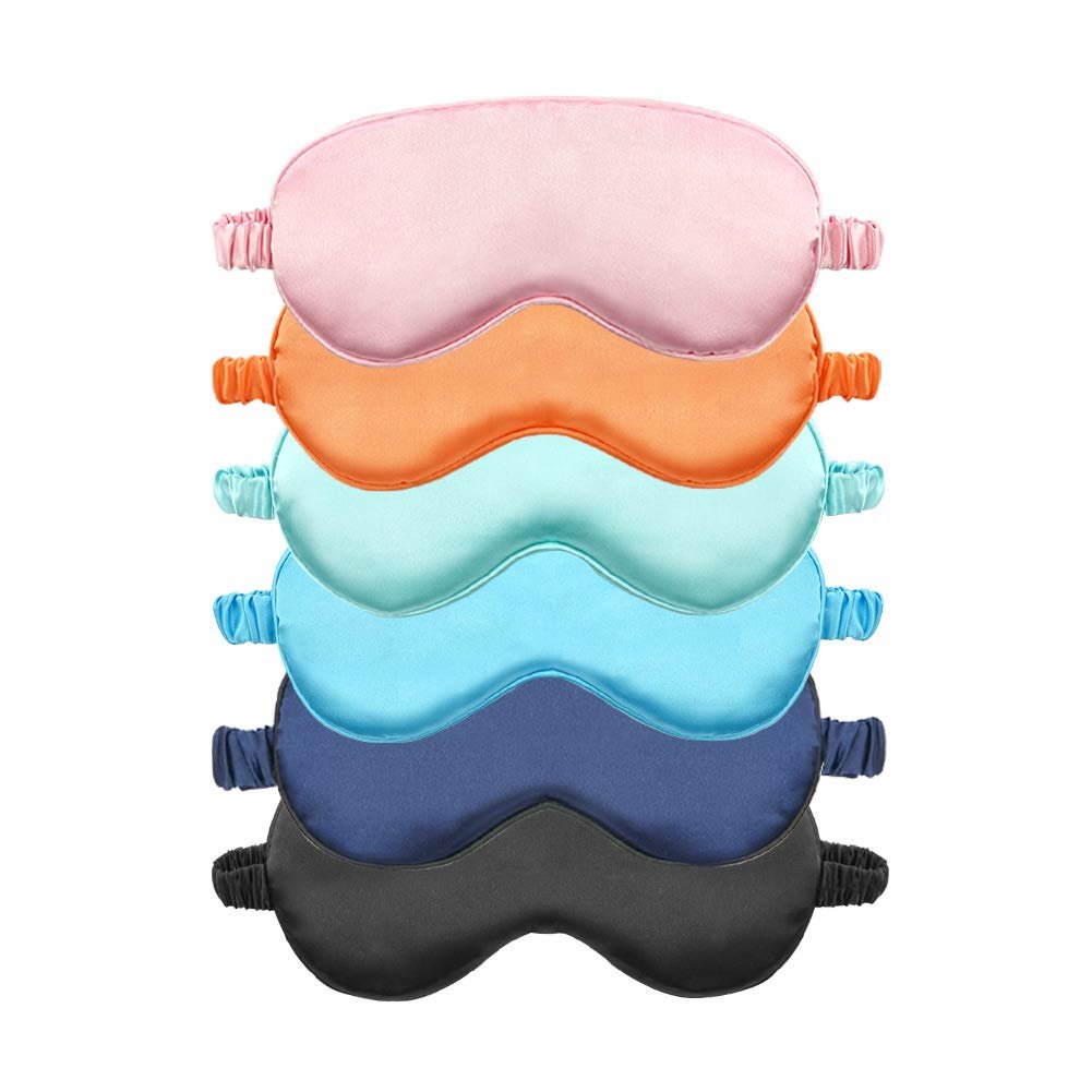 EleCharm Seiden-Satin Schlafmaske Farbmix 6er-Pack Glatte Schlafmaske