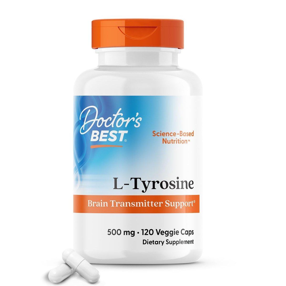 Doctor's BEST L-Tyrosin 500mg Kapseln – Aminosäure für Gehirnunterstützung & Schilddrüsenfunktion – 120 vegane Kapseln