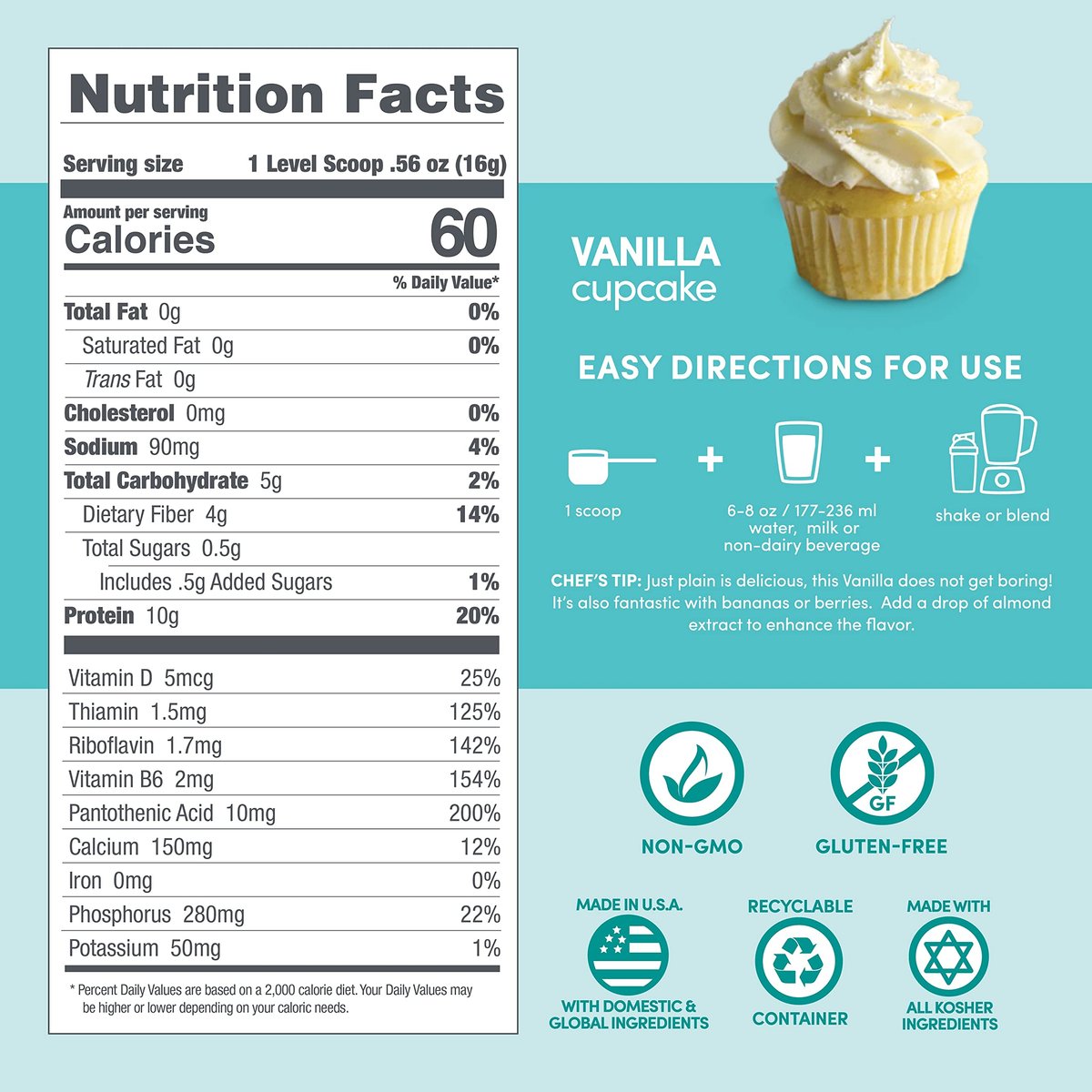 Designer Wellness Designer Lite Low Calorie Proteinpulver mit natürlichem Protein, Präbiotika, Vitaminen & Mineralien, Vanille Cupcake, 256 g