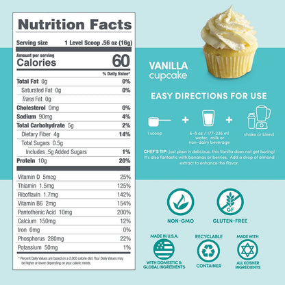 Designer Wellness Designer Lite Low Calorie Proteinpulver mit natürlichem Protein, Präbiotika, Vitaminen & Mineralien, Vanille Cupcake, 256 g