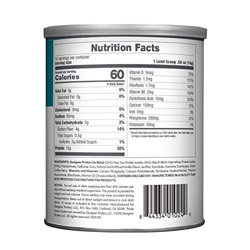 Designer Wellness Designer Lite Low Calorie Proteinpulver mit natürlichem Protein, Präbiotika, Vitaminen & Mineralien, Vanille Cupcake, 256 g