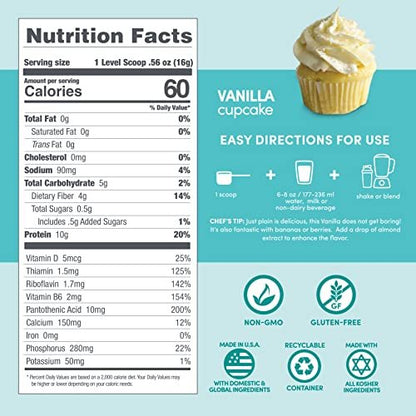 Designer Wellness Designer Lite Low Calorie Proteinpulver mit natürlichem Protein, Präbiotika, Vitaminen & Mineralien, Vanille Cupcake, 256 g