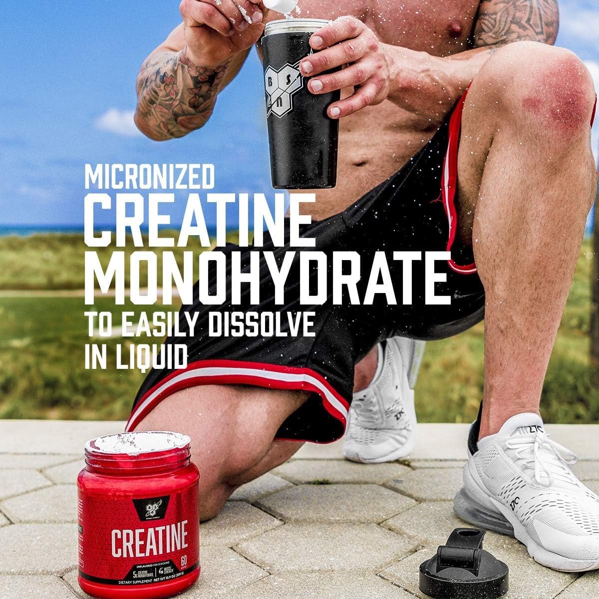 BSN Micronisiertes Kreatin-Monohydrat-Pulver, ungewürzt, mikronisiert, unterstützt Muskelaufbau und Muskelkraft, Gym-Ergänzung, 5 g pro Portion, 5000 mg pro Portion, 60 Portionen