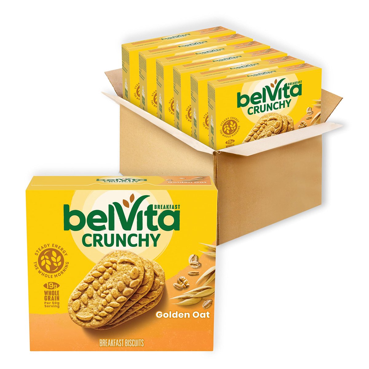 belVita Frühstückskekse Goldener Hafer, 30 Packungen, 6 Schachteln (4 Kekse pro Packung)