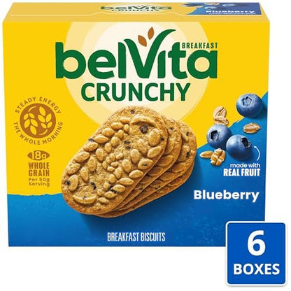 belVita Frühstückskekse Blaubeere – 30 Packungen, 6 Schachteln (4 Kekse pro Packung)