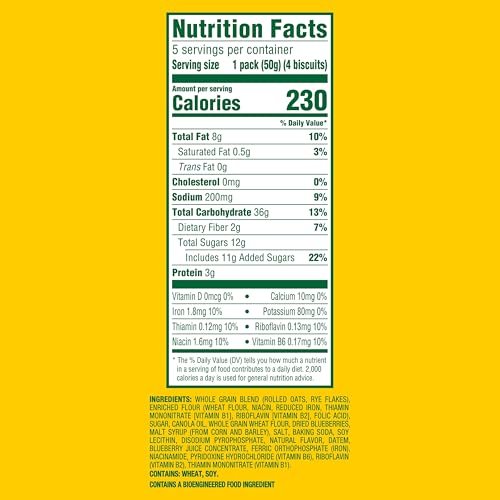 belVita Frühstückskekse Blaubeere – 30 Packungen, 6 Schachteln (4 Kekse pro Packung)