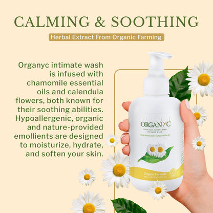 Organyc Intimwaschgel für empfindliche Haut mit Kamille – Chlorfrei, ohne Parabene, SLS/SLES und synthetische Duftstoffe, 250 ml