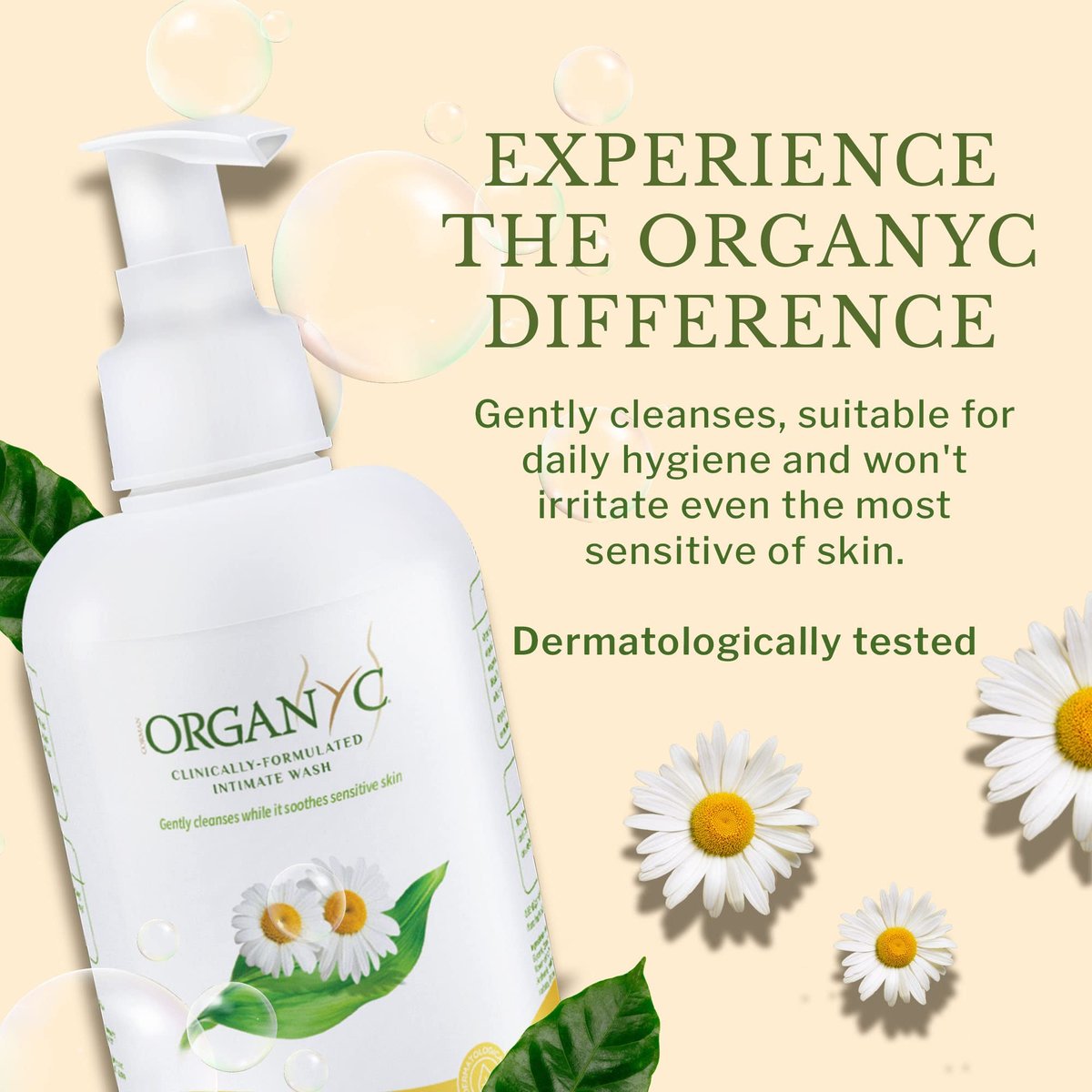 Organyc Intimwaschgel für empfindliche Haut mit Kamille – Chlorfrei, ohne Parabene, SLS/SLES und synthetische Duftstoffe, 250 ml