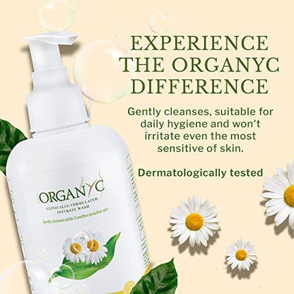 Organyc Intimwaschgel für empfindliche Haut mit Kamille – Chlorfrei, ohne Parabene, SLS/SLES und synthetische Duftstoffe, 250 ml