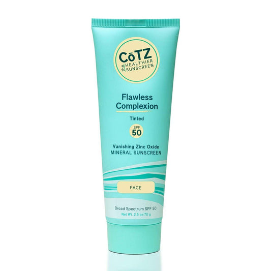 CoTZ Hautpflege | Flawless Complexion | Leicht getönte mineralische Gesichts-Sonnencreme Breitspektrum SPF 50; 2,5 oz / 70 g