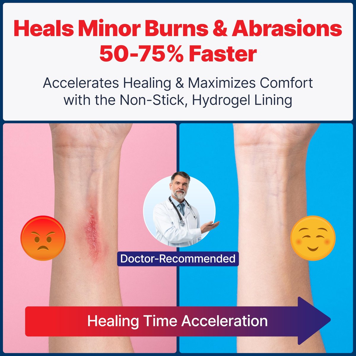 BurnFix® Burn Gel Pads 4x4 Hydrogel-Verband mit Heat Sink™ Technologie – Steril mit Teebaumöl – Kühlend bei Sonnenbrand, Küchenverletzungen, chemischen Verbrennungen – Nicht haftende Erste Hilfe, sicher für Gesicht & Kinder (2er-Pack)