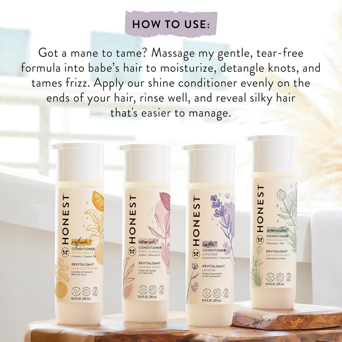 The Honest Company Silikonfreier Conditioner, Sanft und Tränenfrei, Hypoallergen, Baby Haarpflege mit Natürlichen Inhaltsstoffen, Citrus Vanilla Refresh, 296 ml
