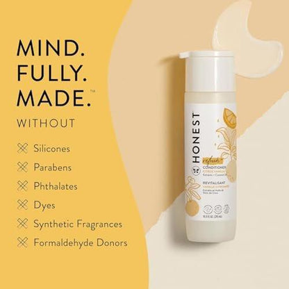 The Honest Company Silikonfreier Conditioner, Sanft und Tränenfrei, Hypoallergen, Baby Haarpflege mit Natürlichen Inhaltsstoffen, Citrus Vanilla Refresh, 296 ml