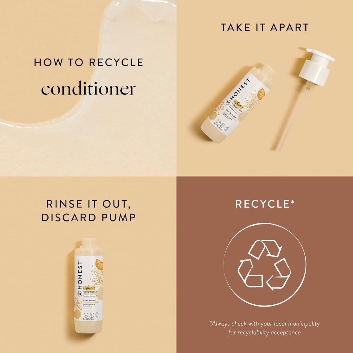The Honest Company Silikonfreier Conditioner, Sanft und Tränenfrei, Hypoallergen, Baby Haarpflege mit Natürlichen Inhaltsstoffen, Citrus Vanilla Refresh, 296 ml