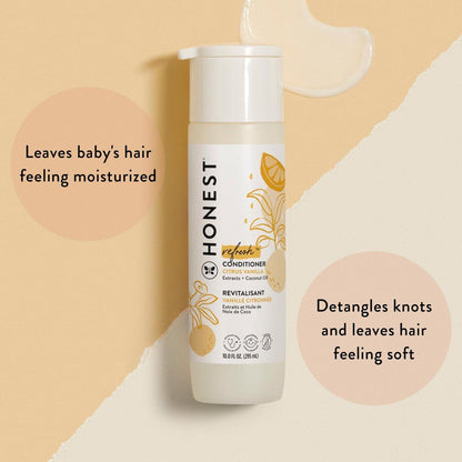 The Honest Company Silikonfreier Conditioner, Sanft und Tränenfrei, Hypoallergen, Baby Haarpflege mit Natürlichen Inhaltsstoffen, Citrus Vanilla Refresh, 296 ml