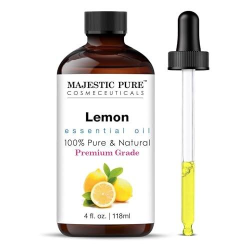 Majestic Pure Zitronen-Ätherisches Öl mit Glaspipette – 100% rein & natürlich – 4 Fl Oz