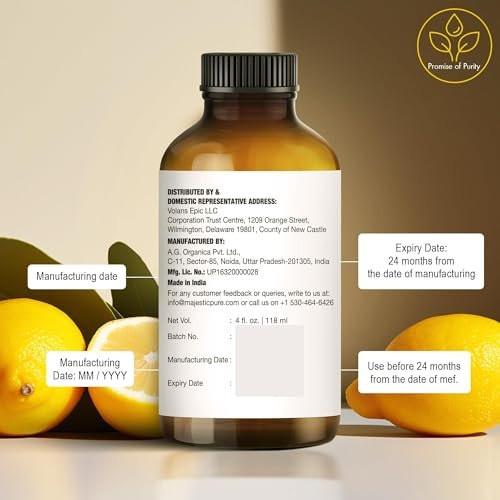 Majestic Pure Zitronen-Ätherisches Öl mit Glaspipette – 100% rein & natürlich – 4 Fl Oz