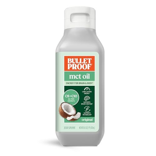 Bulletproof C8 & C10 MCT Öl, 100% reines Kokosnussöl, dreifach destilliert für anhaltende Keto-Energie, ungesüßt, ohne Zusatzstoffe oder Füllstoffe, nicht-GVO, 450 ml