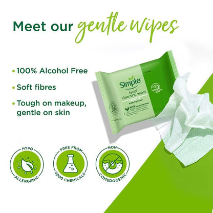 Simple Kind to Skin Reinigungstücher für das Gesicht, 25 Stück (Packung mit 6)
