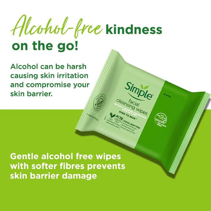 Simple Kind to Skin Reinigungstücher für das Gesicht, 25 Stück (Packung mit 6)