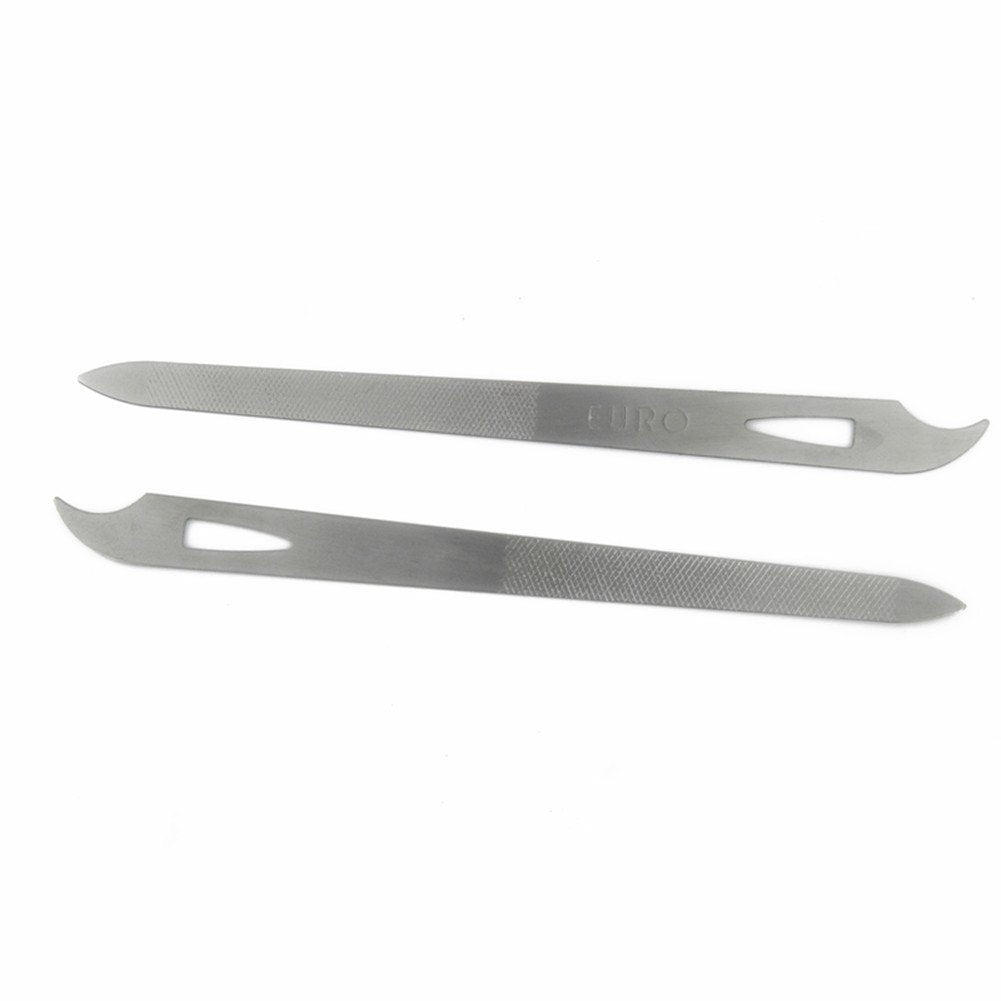 Yeshan Edelstahl Nagelfeile mit Dreifachschnitt und Nagelreiniger-Spitze, 14 cm, 2er-Pack