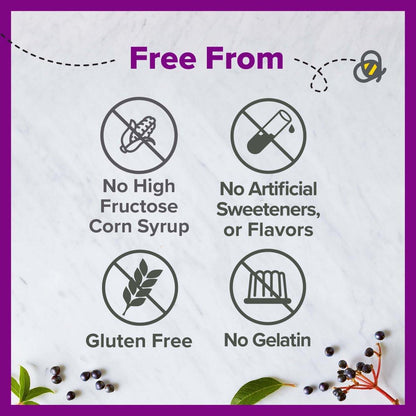 Zarbee's Tägliche Immununterstützung* Gummis mit Holunderbeeren, Vitaminen A, C, D3, E, Zink, Antioxidantien und Flavonoiden, ohne künstliche Süßstoffe oder HFCS, geeignet für 12+ Jahre, 60 Stück