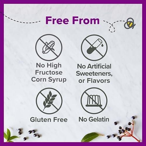 Zarbee's Tägliche Immununterstützung* Gummis mit Holunderbeeren, Vitaminen A, C, D3, E, Zink, Antioxidantien und Flavonoiden, ohne künstliche Süßstoffe oder HFCS, geeignet für 12+ Jahre, 60 Stück