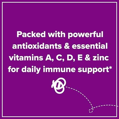 Zarbee's Tägliche Immununterstützung* Gummis mit Holunderbeeren, Vitaminen A, C, D3, E, Zink, Antioxidantien und Flavonoiden, ohne künstliche Süßstoffe oder HFCS, geeignet für 12+ Jahre, 60 Stück