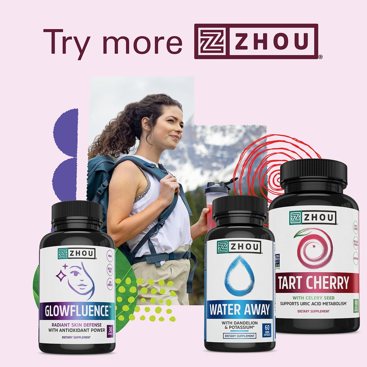 ZHOO Water Away – Natürliche Wasserpillen für Frauen & Männer mit Löwenzahn, Kalium, Cranberry und Grüntee für zelluläre Energie und Stoffwechselgesundheit – 60 vegane Kapseln (1 Packung)