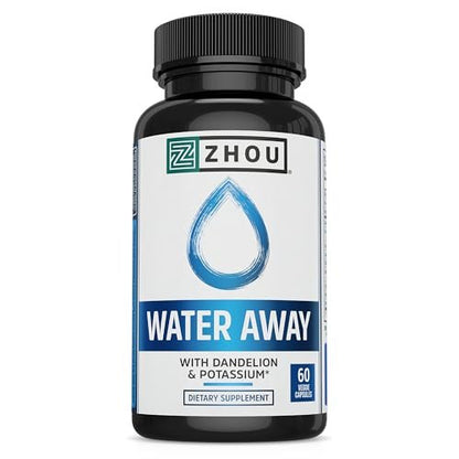 ZHOO Water Away – Natürliche Wasserpillen für Frauen & Männer mit Löwenzahn, Kalium, Cranberry und Grüntee für zelluläre Energie und Stoffwechselgesundheit – 60 vegane Kapseln (1 Packung)