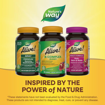 Nature's Way Alive! Vitamin B Complex Gummis - 8 B-Vitamine für zelluläre Energie* - Mango-Geschmack - 60 Stück (Verpackung kann variieren)