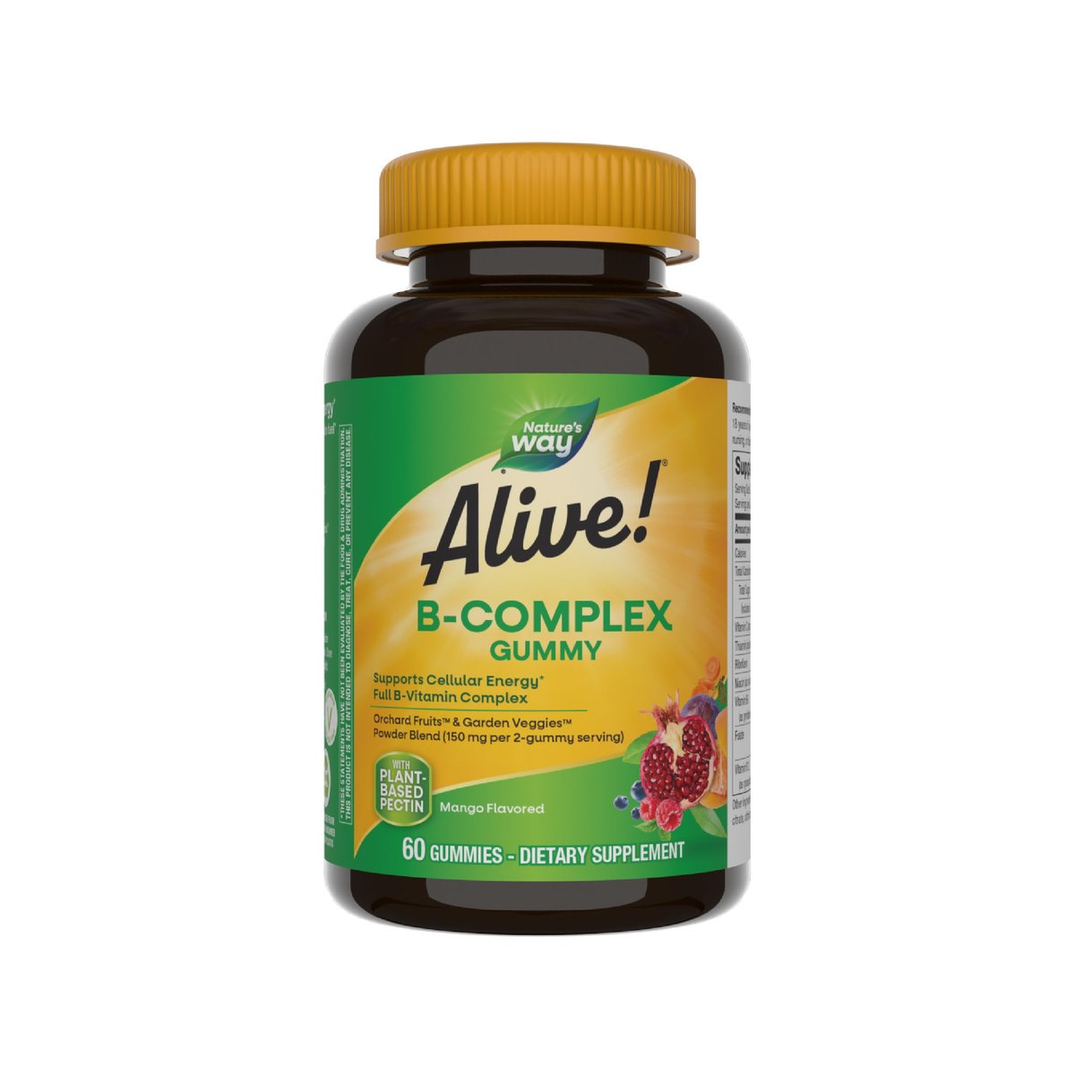 Nature's Way Alive! Vitamin B Complex Gummis - 8 B-Vitamine für zelluläre Energie* - Mango-Geschmack - 60 Stück (Verpackung kann variieren)
