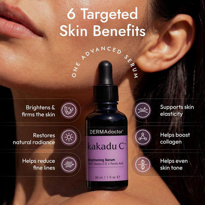 DERMAdoctor Vitamin C Serum 20% mit Vitamin E, Ferulasäure, Ascorbinsäure – Konzentriertes Anti-Aging Gesichtsserum für Feuchtigkeit & Verfärbungen, 30 ml