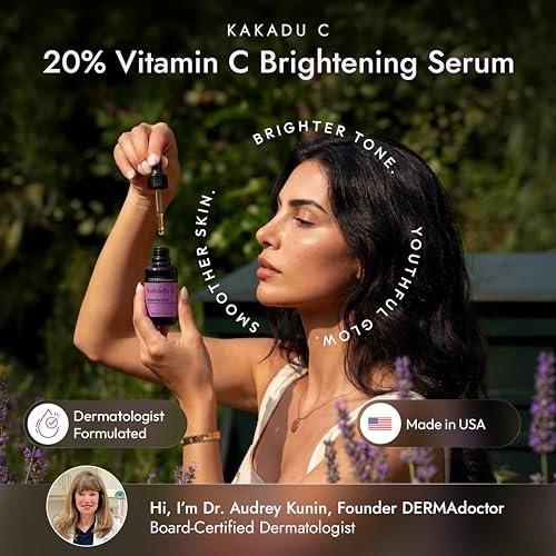 DERMAdoctor Vitamin C Serum 20% mit Vitamin E, Ferulasäure, Ascorbinsäure – Konzentriertes Anti-Aging Gesichtsserum für Feuchtigkeit & Verfärbungen, 30 ml