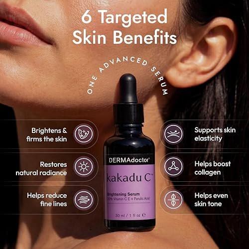 DERMAdoctor Vitamin C Serum 20% mit Vitamin E, Ferulasäure, Ascorbinsäure – Konzentriertes Anti-Aging Gesichtsserum für Feuchtigkeit & Verfärbungen, 30 ml