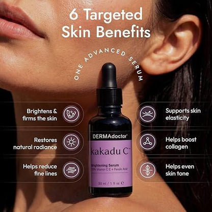DERMAdoctor Vitamin C Serum 20% mit Vitamin E, Ferulasäure, Ascorbinsäure – Konzentriertes Anti-Aging Gesichtsserum für Feuchtigkeit & Verfärbungen, 30 ml