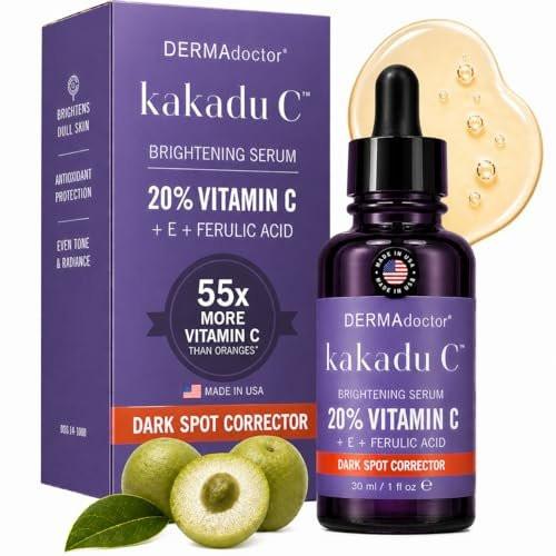 DERMAdoctor Vitamin C Serum 20% mit Vitamin E, Ferulasäure, Ascorbinsäure – Konzentriertes Anti-Aging Gesichtsserum für Feuchtigkeit & Verfärbungen, 30 ml