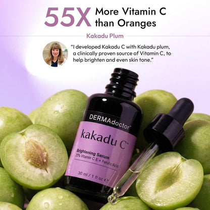 DERMAdoctor Vitamin C Serum 20% mit Vitamin E, Ferulasäure, Ascorbinsäure – Konzentriertes Anti-Aging Gesichtsserum für Feuchtigkeit & Verfärbungen, 30 ml