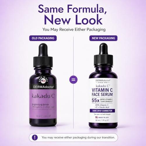 DERMAdoctor Vitamin C Serum 20% mit Vitamin E, Ferulasäure, Ascorbinsäure – Konzentriertes Anti-Aging Gesichtsserum für Feuchtigkeit & Verfärbungen, 30 ml
