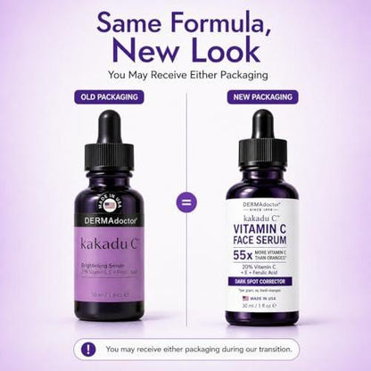 DERMAdoctor Vitamin C Serum 20% mit Vitamin E, Ferulasäure, Ascorbinsäure – Konzentriertes Anti-Aging Gesichtsserum für Feuchtigkeit & Verfärbungen, 30 ml