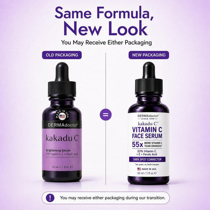 DERMAdoctor Vitamin C Serum 20% mit Vitamin E, Ferulasäure, Ascorbinsäure – Konzentriertes Anti-Aging Gesichtsserum für Feuchtigkeit & Verfärbungen, 30 ml