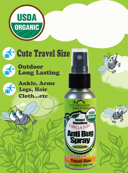 US Organic Mückenschutz Spray Outdoor Anti-Insekten Pumpspray, USDA zertifiziert, tierversuchsfrei, laborgeprüft, DEET-frei (2er Pack, je 60 ml)