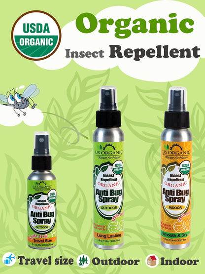 US Organic Mückenschutz Spray Outdoor Anti-Insekten Pumpspray, USDA zertifiziert, tierversuchsfrei, laborgeprüft, DEET-frei (2er Pack, je 60 ml)