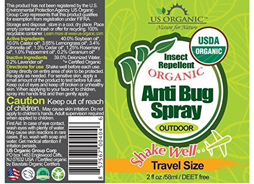 US Organic Mückenschutz Spray Outdoor Anti-Insekten Pumpspray, USDA zertifiziert, tierversuchsfrei, laborgeprüft, DEET-frei (2er Pack, je 60 ml)